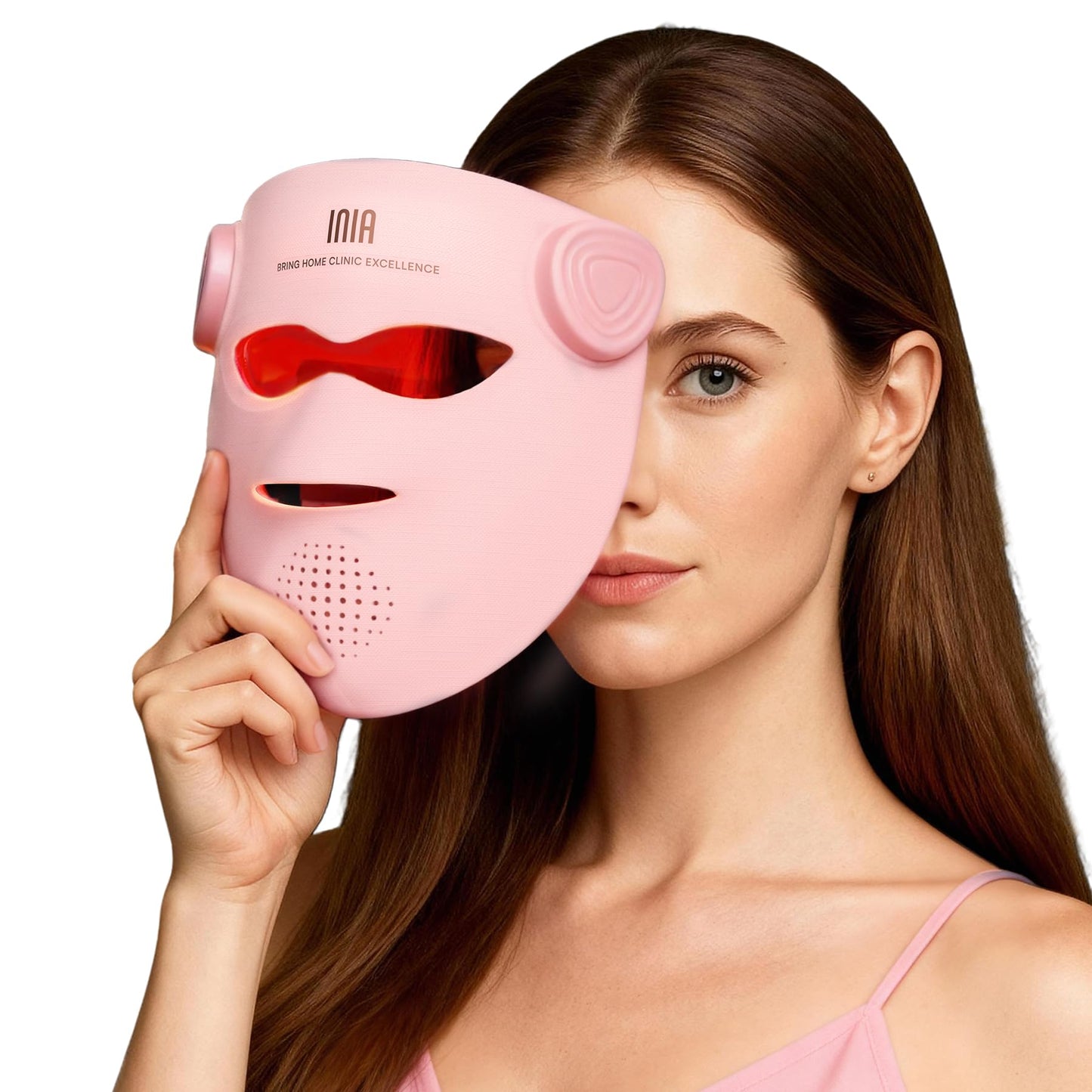 INIA Glow 4D Wireless Red Light Therapy Mask for face - Dual NIR, 320 LEDs, 4 Modes, Under-Eye Cooling, Cordless & Rechargeable LED Face Mask for Home Beauty and Personal Care INIA Default Title