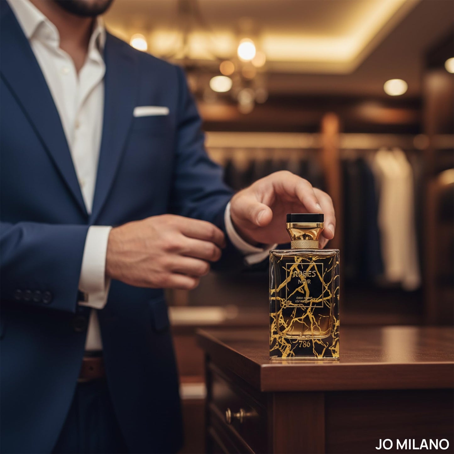 Jo Milano Raees Noir Eau De Parfum Spray | 3.4 oz (100ml) | Warm Spicy, Patchouli, Saffron, Oud Scent | Long Lasting Fragrance for Men Beauty & Personal Care Jo Milano