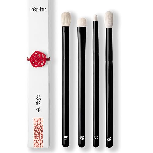 rephr The Core Eye Set - 4 Handmade Japanese Makeup Brushes with Natural Goat Hair | Essential Eye Brush Set for Blending, Shading, Crease & Detail | Beauty & Personal Care rephr