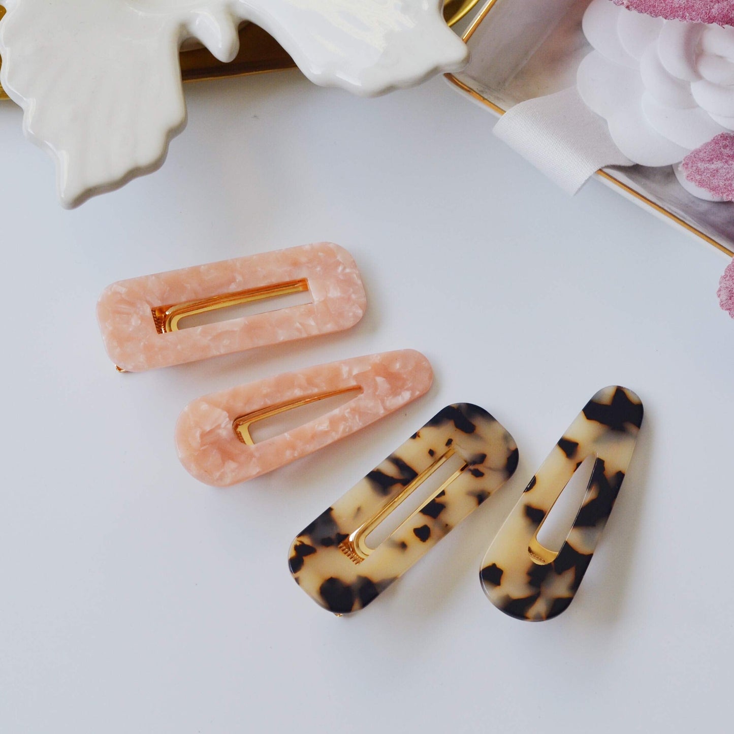 Resin Tortoise Leopard Print Hair Clips and Barrettes - 4 Pack (Women's Accessories) Beauty & Personal Care Shapes Studio