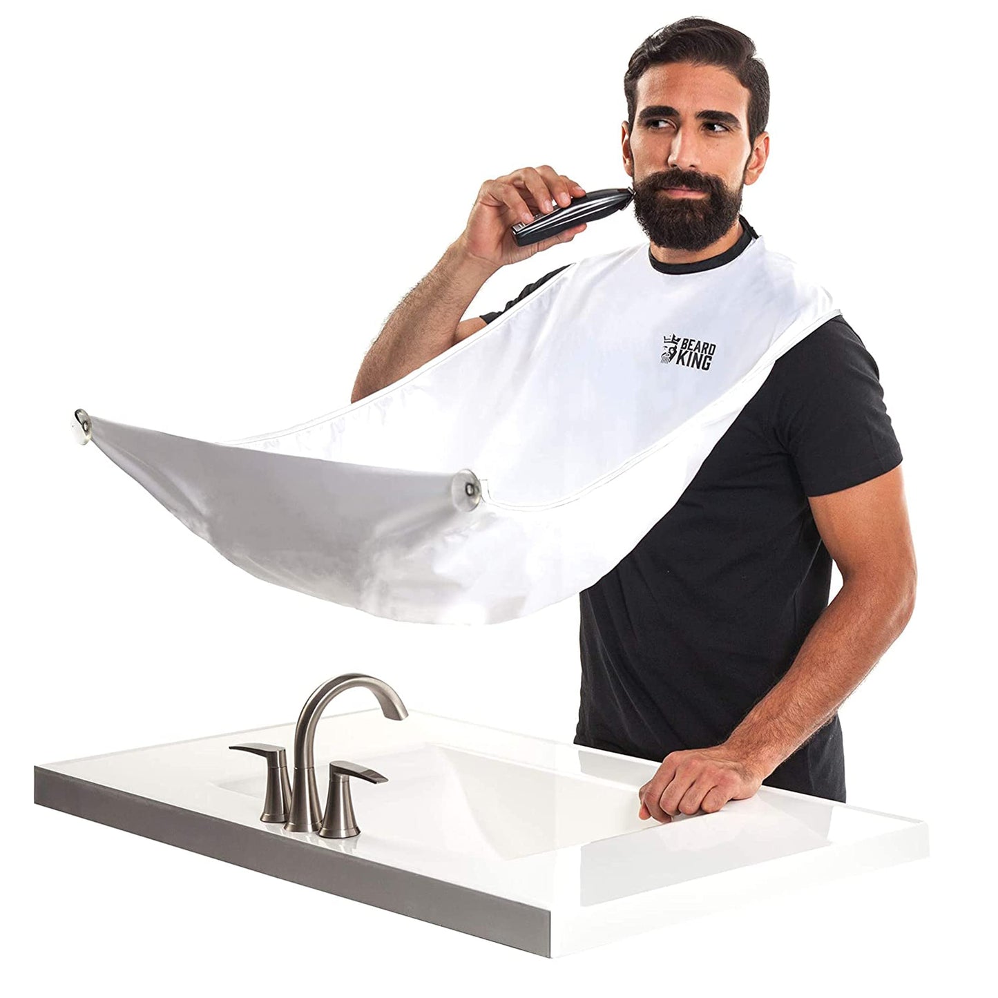 BEARD KING Beard Bib Apron - As Seen on Shark Tank - Gifts for Him, Stocking Stuffers for Men, Mens Gift, White Beauty and Personal Care BEARD KING