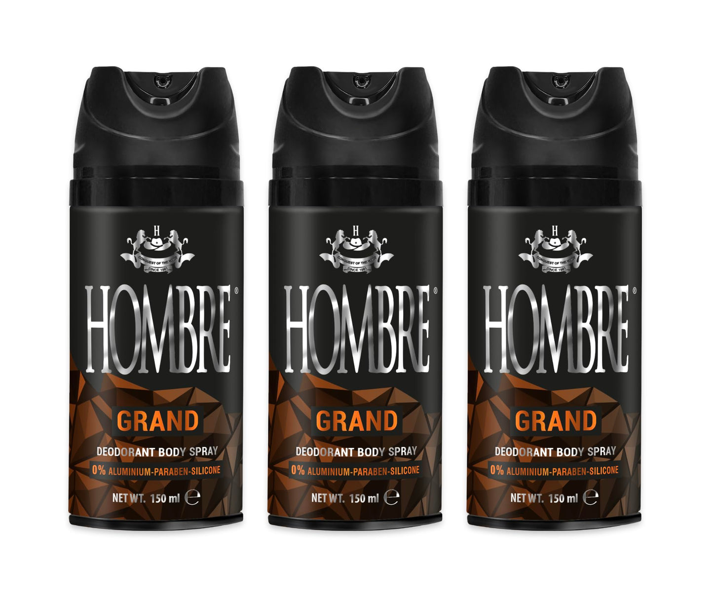 HOMBRE Grand Spray Deodorant for Men - Citrus Marine Mineral Freshness - Long-Lasting Aluminum-Free Body Spray 150 ml (Pack of 3) Beauty and Personal Care HOMBRE