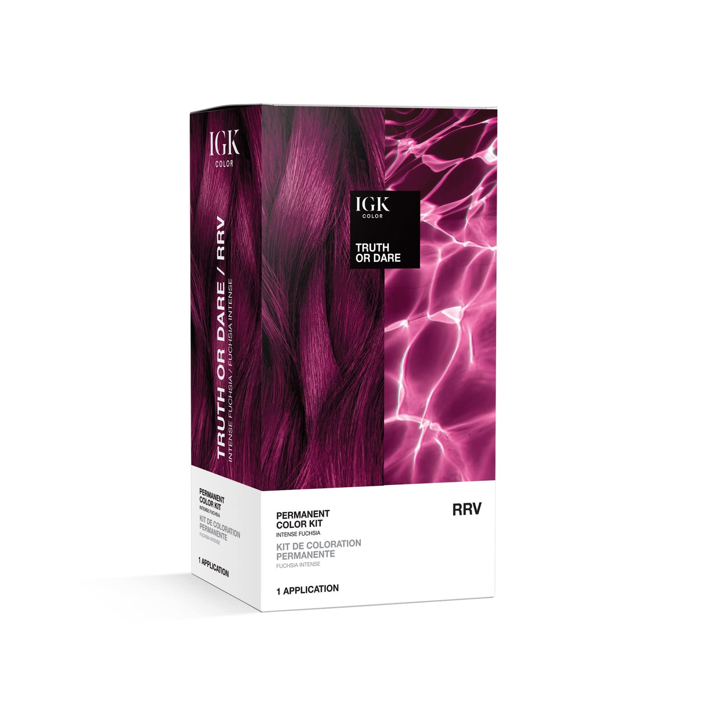 IGK Permanent Hair Dye Color Kit | RRV Truth or Dare - Intense Fuchsia | 100% Gray Color Coverage + Strengthen + Shine | Ammonia Free Beauty & Personal Care IGK
