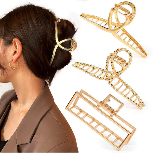 Mehayi 3 PCS Metal Large Claw Clips for Thick Heavy Hair, Strong Hold Big Non-Slip Hair Catch Barrette Jaw Clamp for Long Hair, Fashion Styling Beauty & Personal Care Mehayi