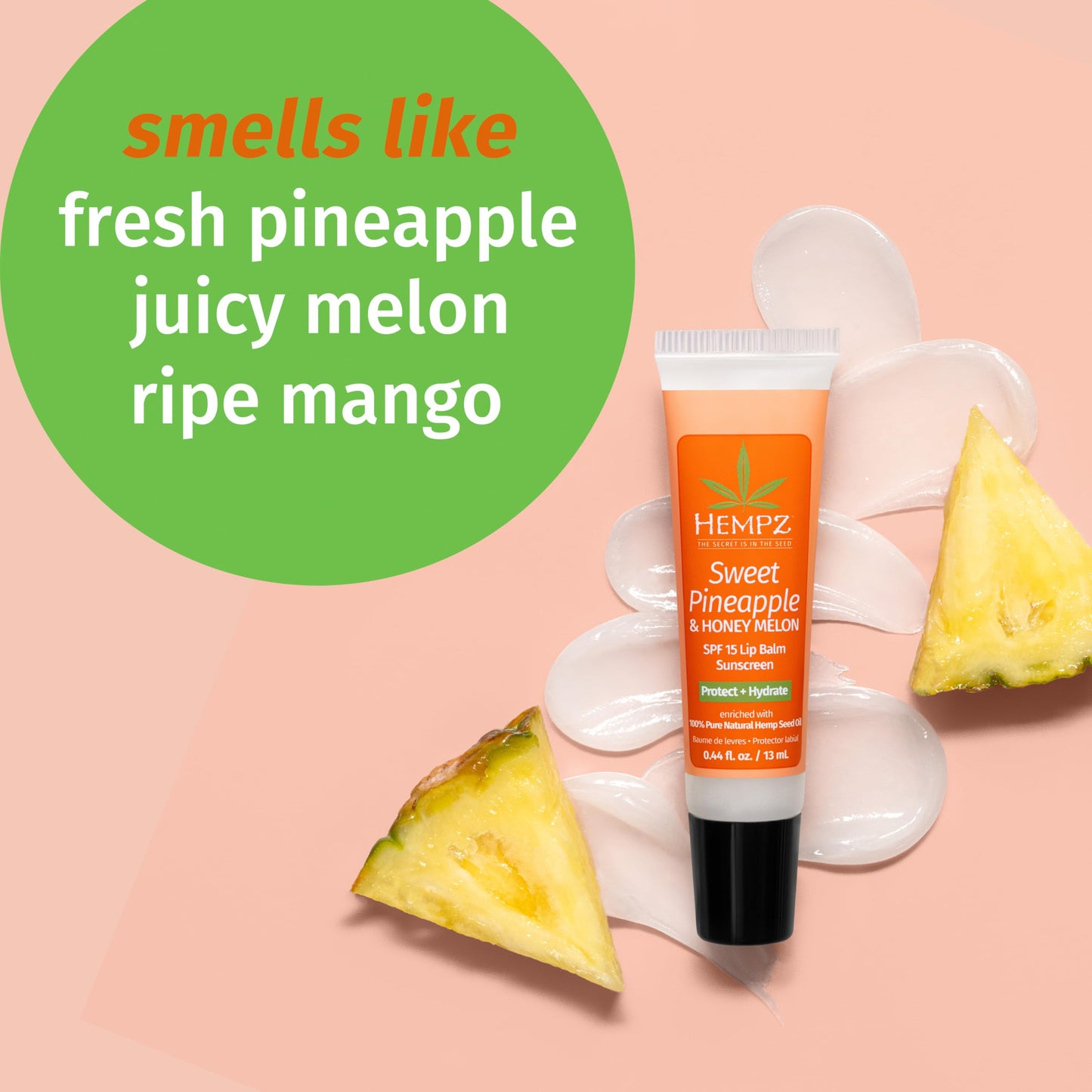 Hempz SPF 15 Lip Balm, Sweet Pineapple & Honey Melon Herbal Soothing Lip Care, for Men or Women .44 oz. Beauty and Personal Care Hempz