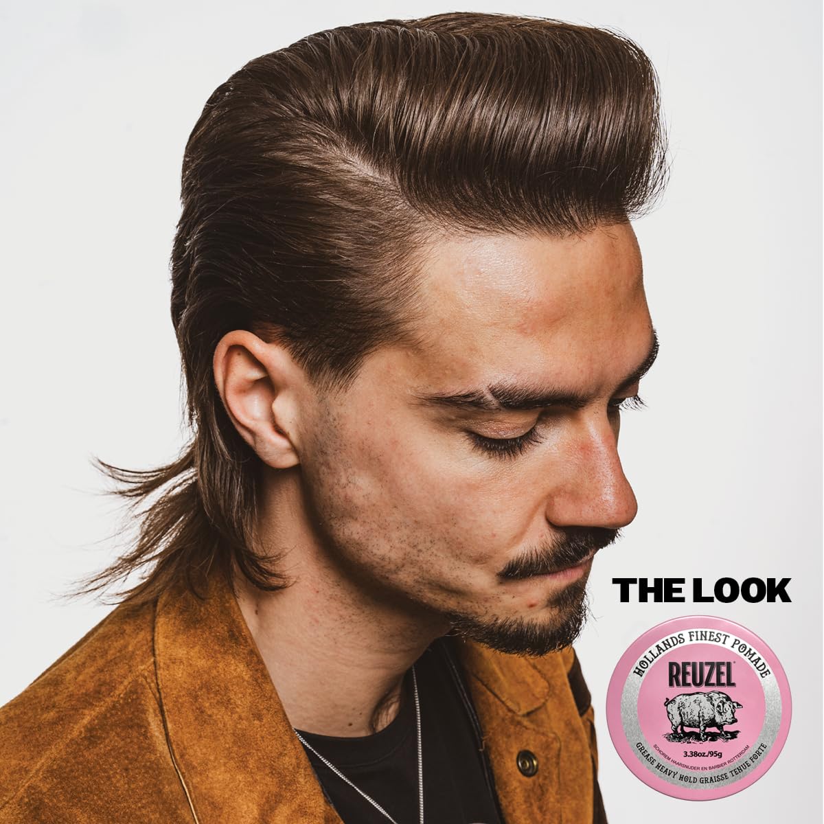 REUZEL Pink Grease Pomade, Strong All Day Hold, Oil-Based Styling Wax, Medium Shine, Easy To Wash Out, For All Hair Types Beauty & Personal Care REUZEL
