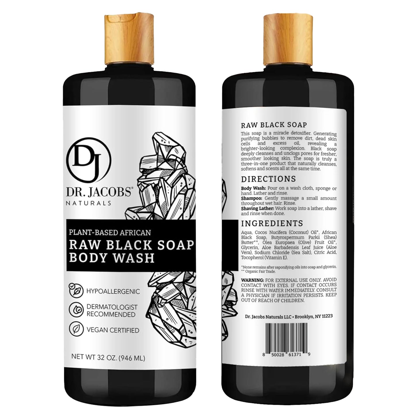 Dr Jacobs Naturals Authentic African Raw Black Soap, All-In-One Cleanser for Face Wash, Sensitive Skin Body Wash, Shampoo, Shaving Soap | Shea Butter Beauty & Personal Care DR.JACOBS NATURALS