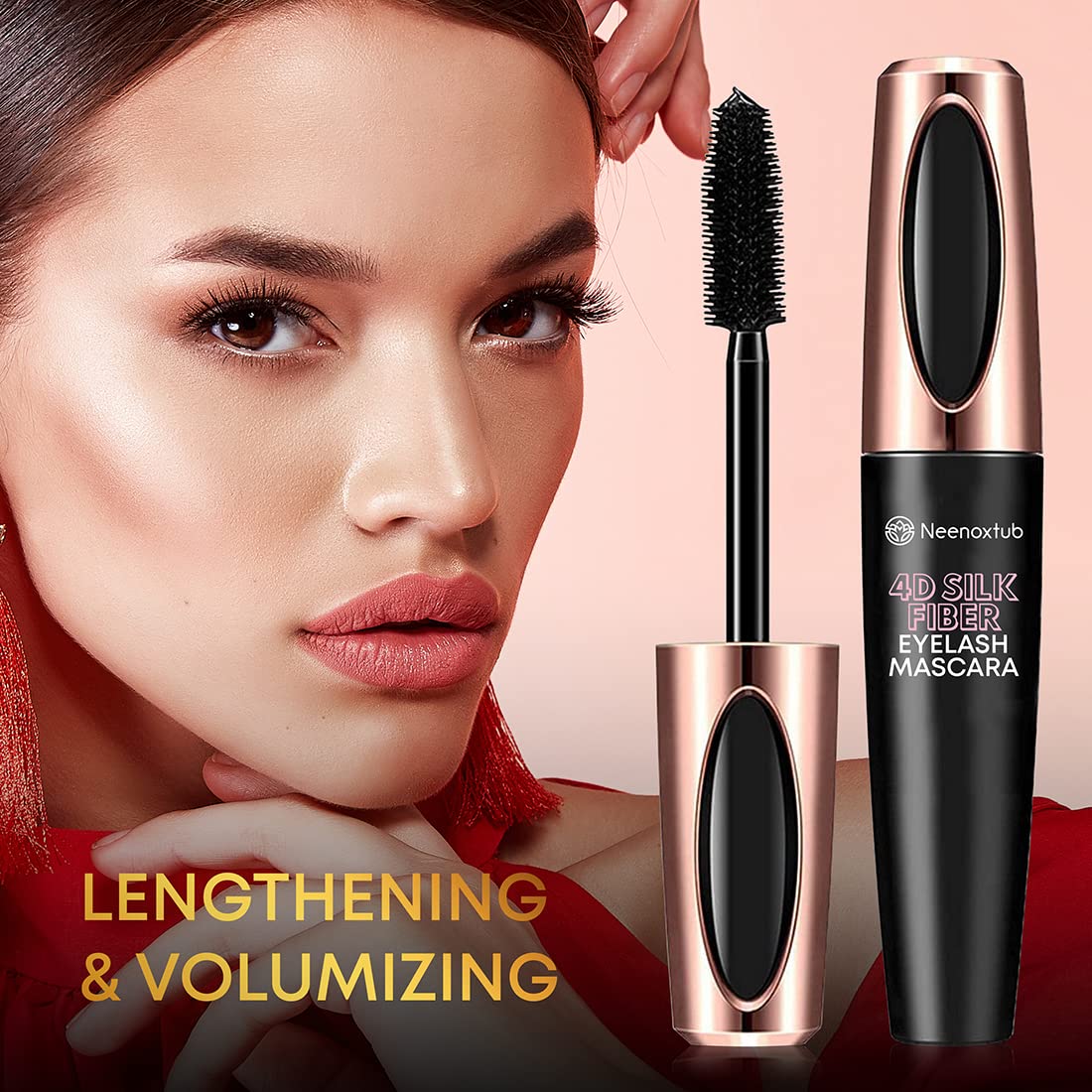 Neenoxtub 4D Silk Fiber Lash Mascara, Lengthening and Thick, Long Lasting, Waterproof & Smudge-Proof, Hypoallergenic Formula 2 Pack Black Beauty & Personal Care Neenoxtub