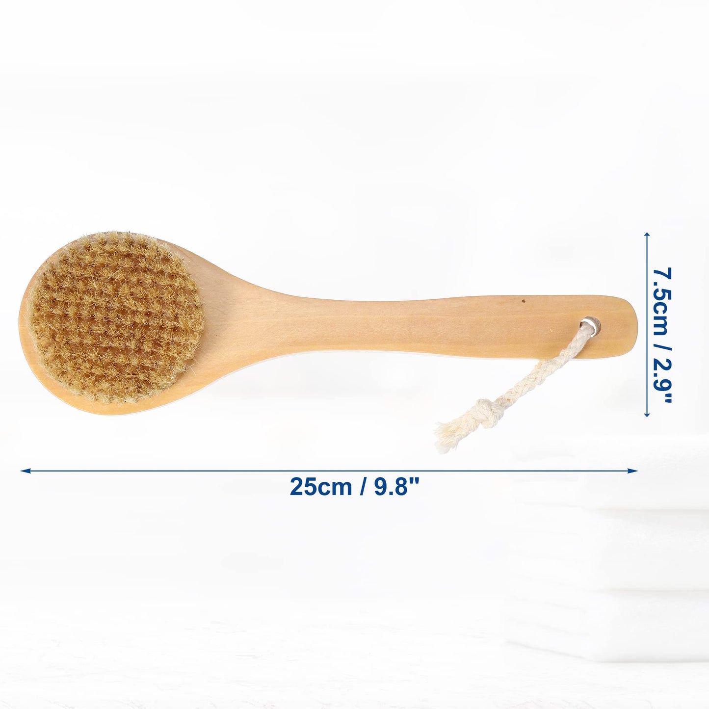 VOCOSTE 1 Pcs Bath Brush, Back Scrubber Wood for Shower with Handle, Brown, 9.8 Inches Beauty and Personal Care VOCOSTE
