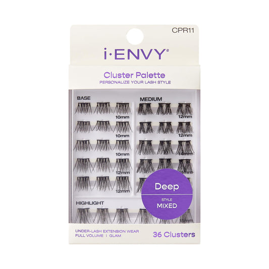 i-ENVY Cluster Palette Lash Refill, DIY Lash Makeup, Clusters False Eyelash, Varied Length, Customizable Under Lash Extension Layering (Deep Mixed