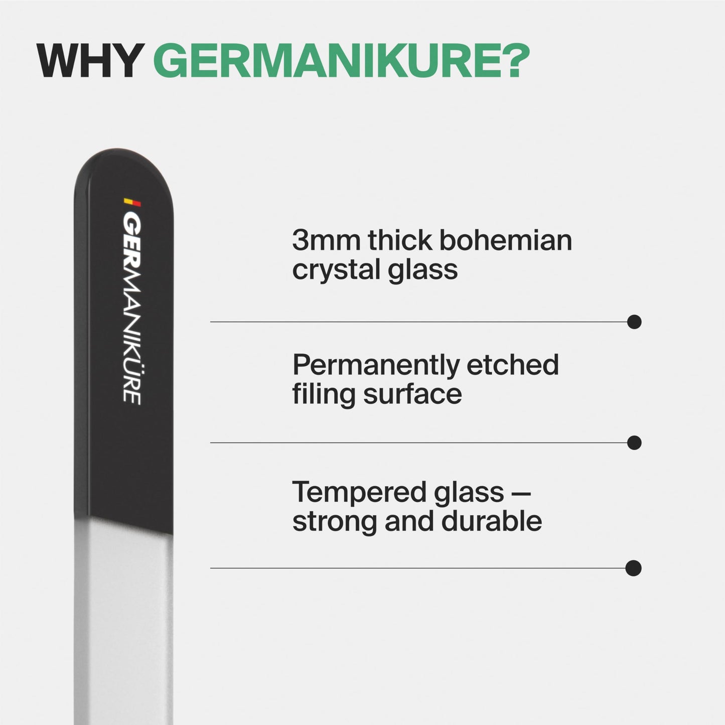GERMANIKURE Glass Nail File in Suede Sleeve - But First Coffee - Professional Crystal Nail File for Natural Nails - Ideal Manicure & Pedicure Tool Beauty & Personal Care GERmanikure