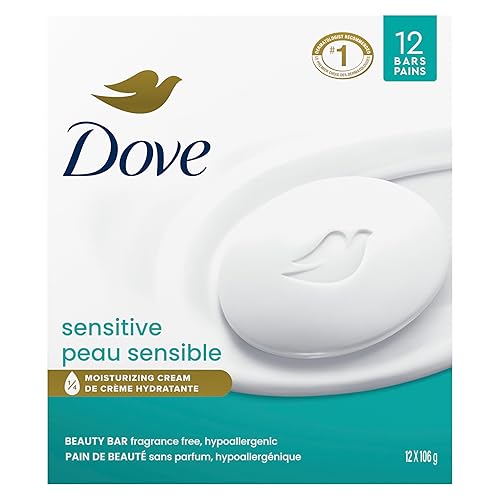 Dove Beauty Bar Soap 12 Bars Sensitive, for Sensitive Skin, Fragrance Free and Hypoallergenic 3.75 oz Beauty & Personal Care Dove
