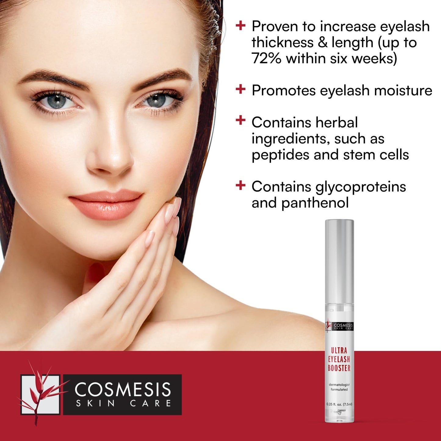 Ultra Eyelash Booster: Stimulates Growth & Thickness | Natural Peptides & Plant Stem Cells | 72% Increase in 6 Weeks | 0.25 oz Beauty & Personal Care Cosmesis Skin Care