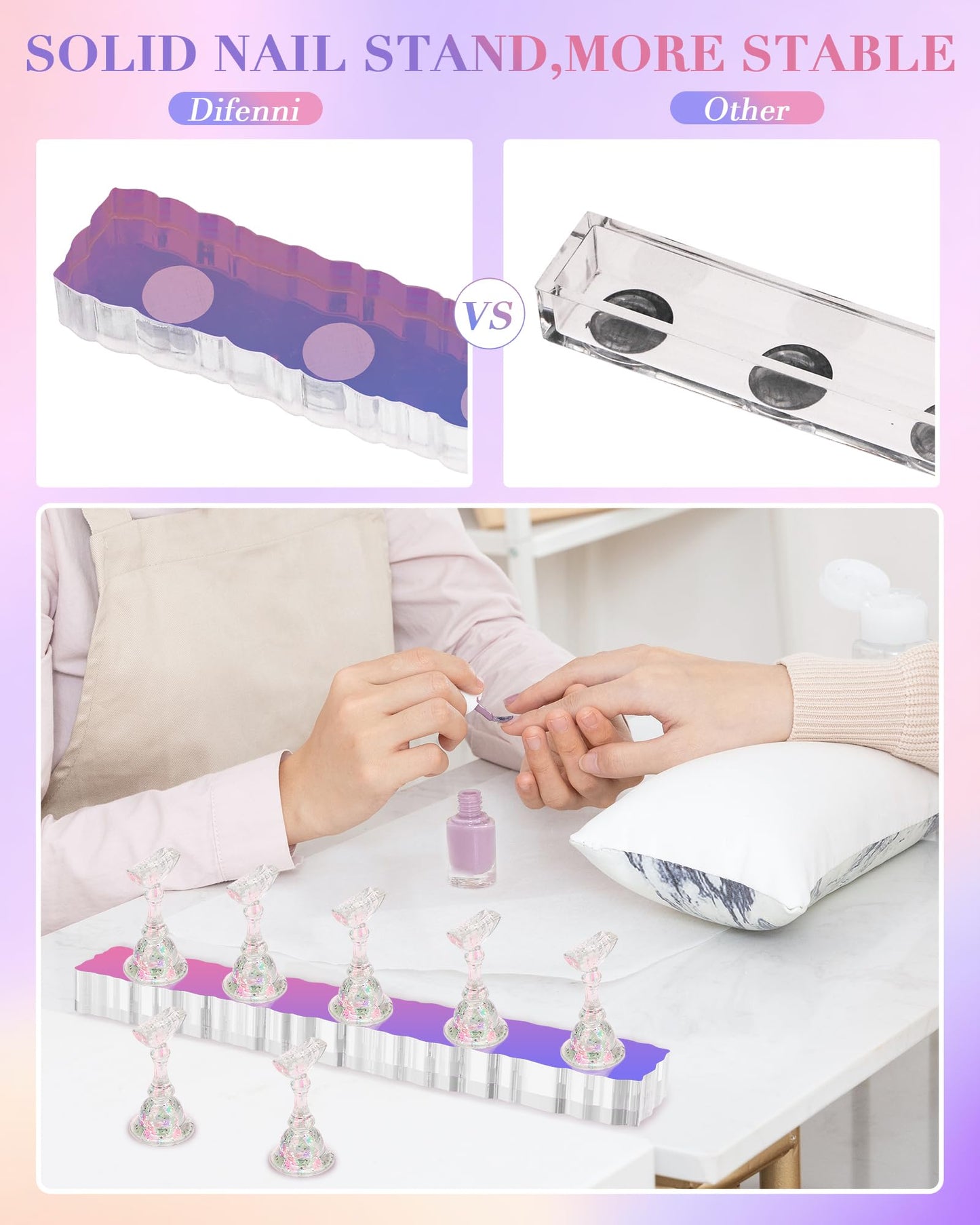 Difenni Nail Stand Acrylic Nail Art Display Stand Magnetic Nail Tips Practice Holder 54 Pcs Reusable Adhesive Putty for DIY Painting Nails Stand kit Beauty and Personal Care Difenni