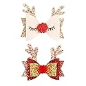 Christmas Bow Hair Clips Antler Girls Hairpins Glitter Hair Barrettes Holiday Cute Hair Accessories Best Gift for Kids Beauty & Personal Care melyde