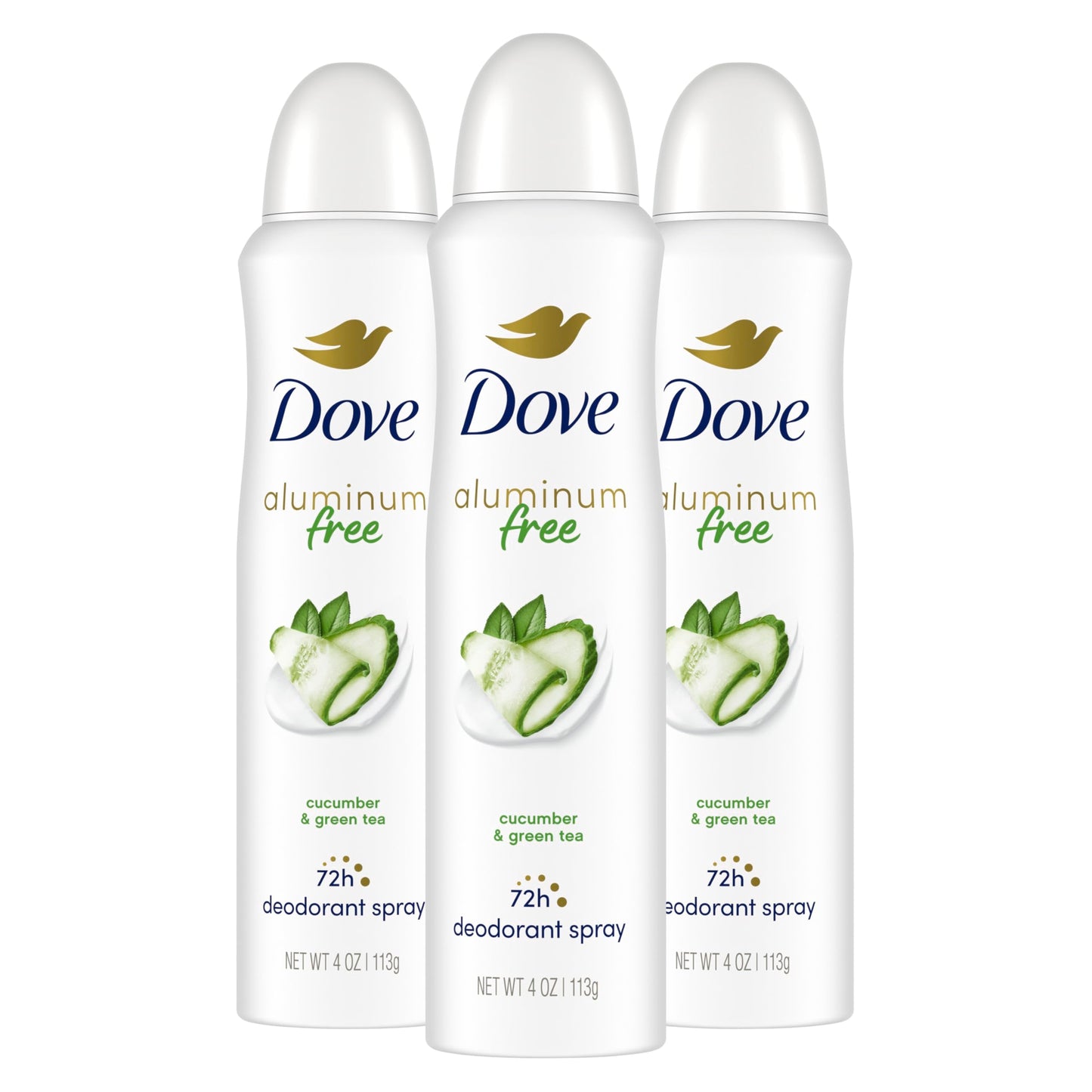 Dove Aluminum Free Deodorant Spray for Women 3 Count Cucumber & Green Tea 72 hour odor protection 4 oz Beauty and Personal Care Dove
