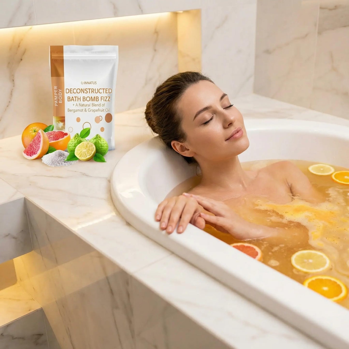 Sea Salt Fizzy Deconstructed Sleeping Beauty Bath Bomb - 14oz Bath Fizz - Infused with Natural Oils for Deep Relaxation (Lemon) Beauty and Personal Care INNATUS