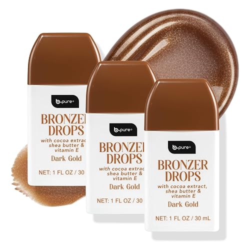 b.pure Moisturizing Bronzer Drops | Dark Gold | Tinted Face & Skin Glow Enhancer | 1 oz, 3-Pack Beauty & Personal Care b.pure
