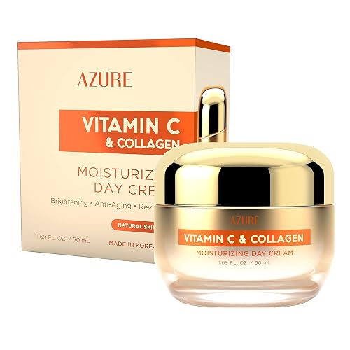 Azure Cosmetics Vitamin C & Collagen Face Moisturizer - Dermatologist Tested, Anti-Aging, Skin Tightening & Brightening, Clean, Cruelty-Free Face Beauty & Personal Care Azure Cosmetics