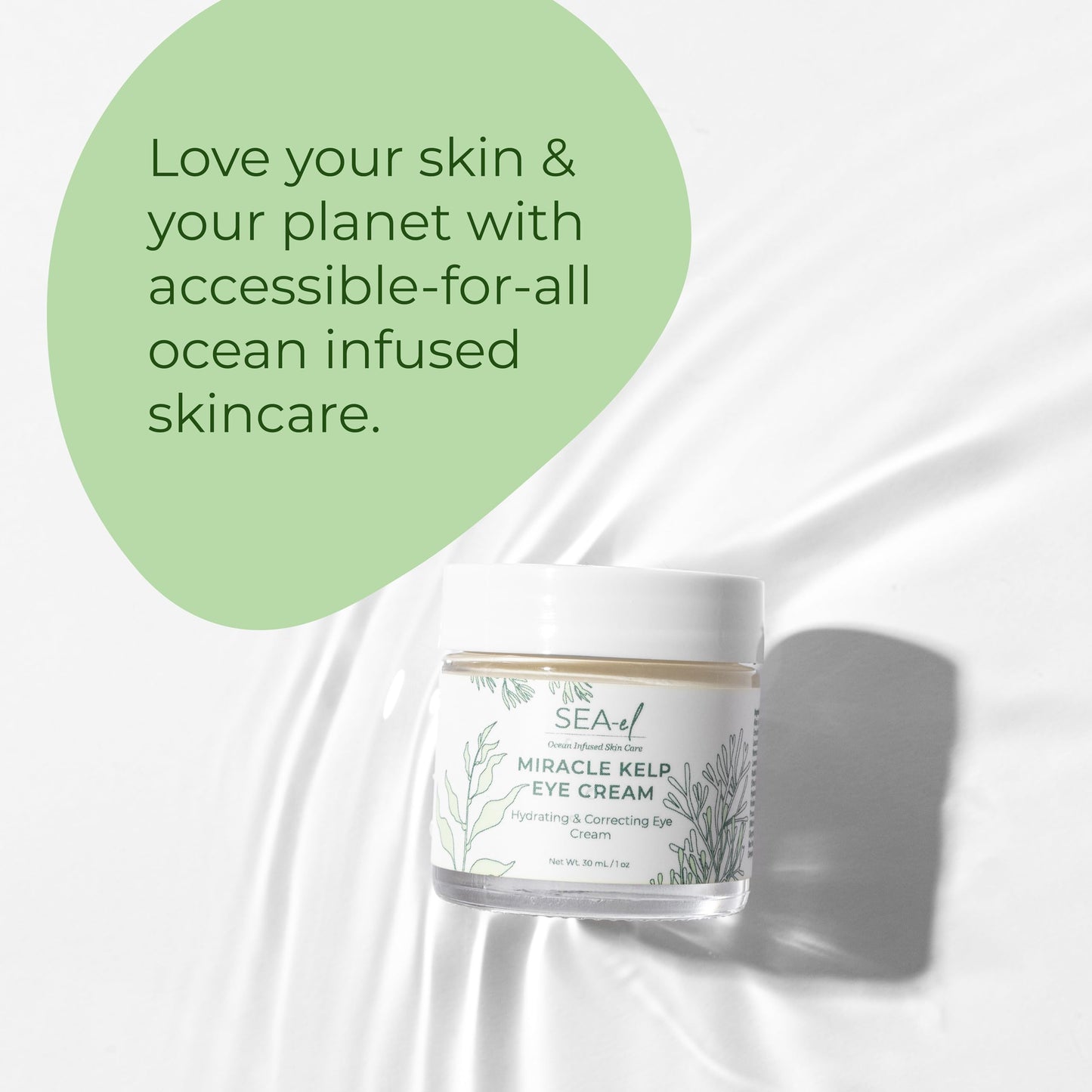 Sea-El Miracle Sea Kelp Eye Cream Hydrating & Correcting Yerba Mate Caffeine & Hyaluronic Acid for Dark Circles Bags & Puffiness - Daily Anti Aging Beauty & Personal Care Sea-El