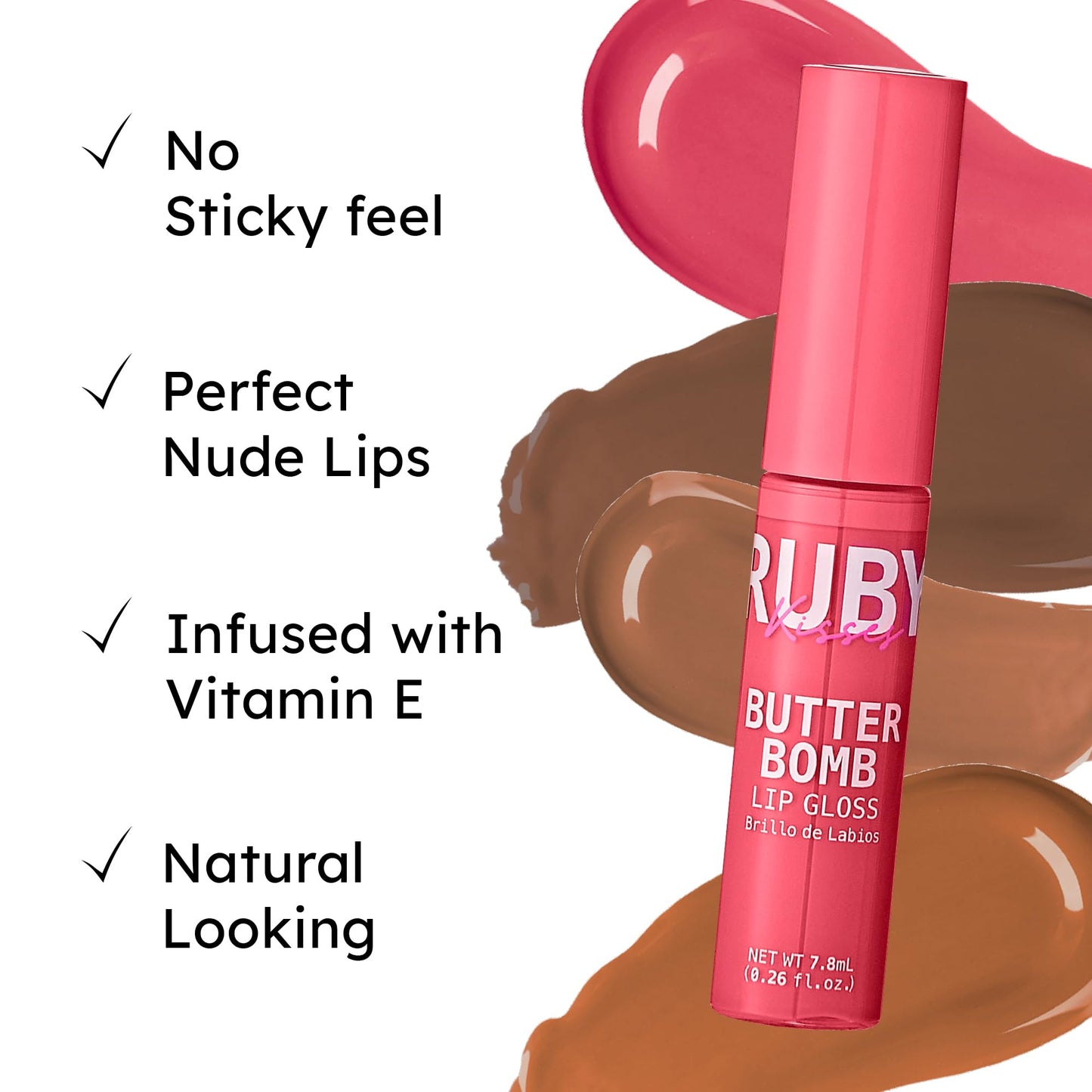 Ruby Kisses Butter Bomb Lip Gloss, High-Shine Non-Sticky Hydrating Plumping Beauty & Personal Care Ruby Kisses