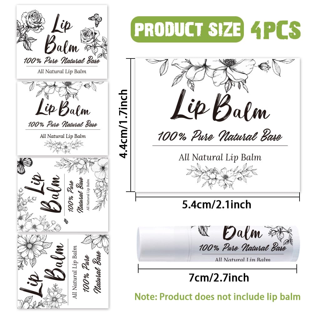 OLYCRAFT 100Pcs Self-Adhesive Lip Balm Tag Sticker 1.7~2.1x1.7~2.1 Inch Waterproof Adhesive Label with Flower Rectangle Lipstick Tag Sticker for Lip Beauty and Personal Care OLYCRAFT