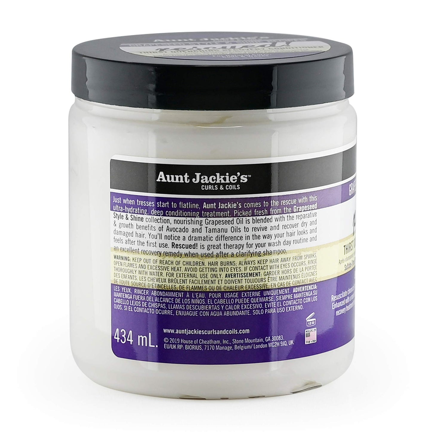 Aunt Jackie's Grapeseed Style and Shine Recipes Rescued Thirst Quenching Hair Recovery Conditioner Repair Treatment, Seals in Moisture, 15 oz Beauty & Personal Care Aunt Jackie's