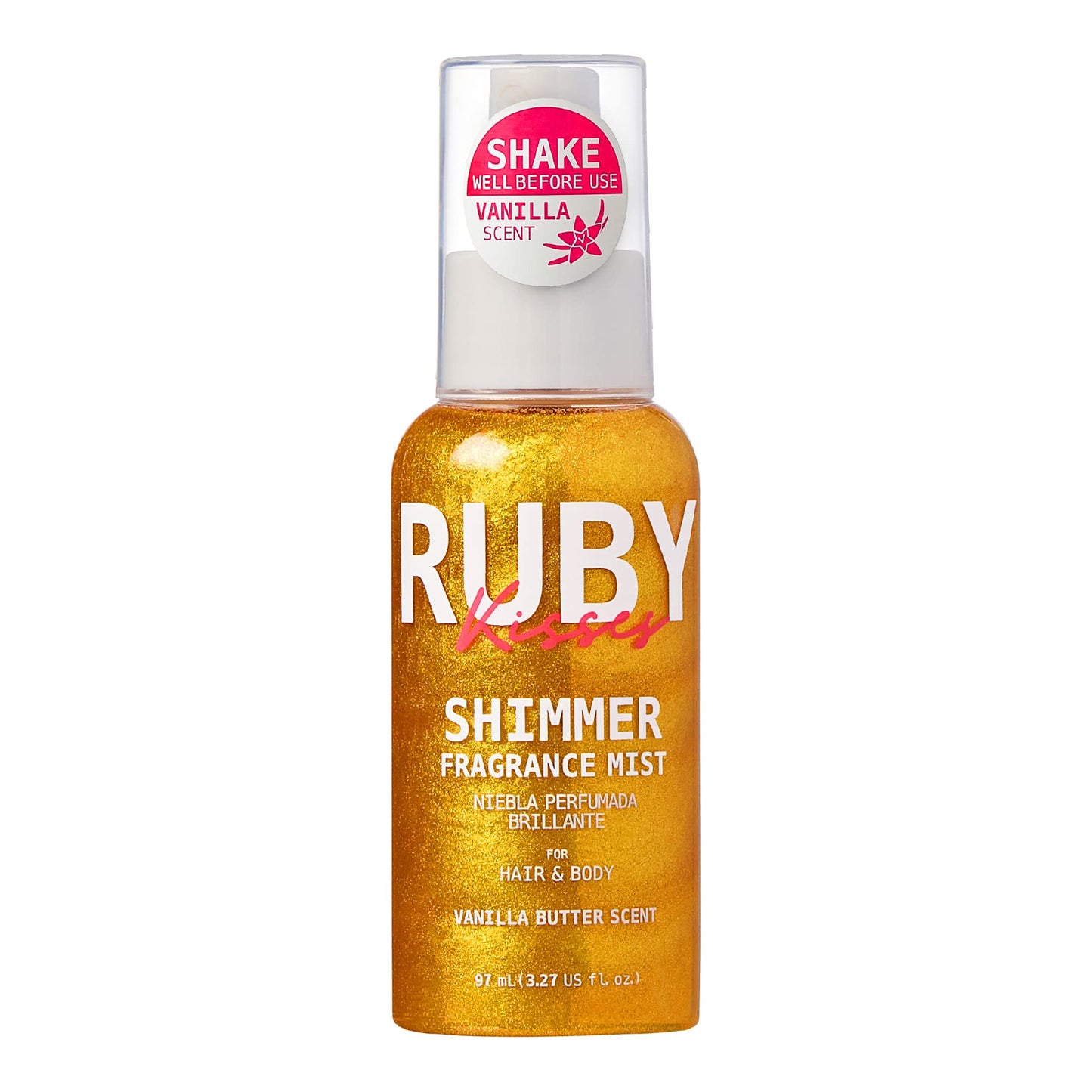 Ruby Kisses Shimmer Fragrance Body and Hair Mist Spray, Vanilla Glitter Body Perfume Spray, Skin Perfume, Liquid Illuminator Highlighter for Skin Beauty & Personal Care Ruby Kisses
