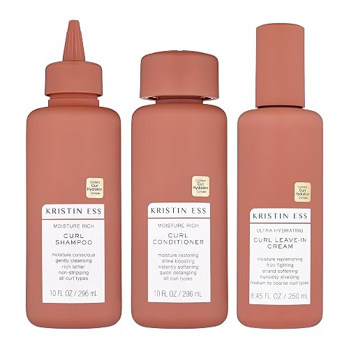 Kristin Ess Curl Regimen Bundle - Moisture Rich Curl Shampoo and Conditioner + Ultra Hydrating Curl Leave-In Cream, Vegan, Sulfate, Paraben Beauty & Personal Care Kristin Ess
