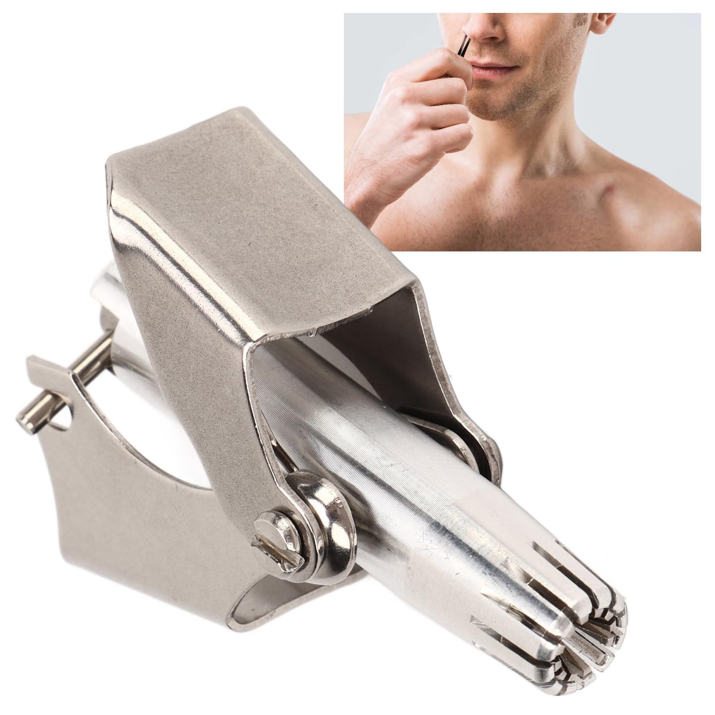 Luqeeg Manual Nose Hair Remover, Painless Eyebrow & Hair Trimmer, R Shaped 360 Degree Rotary Stainless Steel Nose Hair Trimmer with 12 Edged Blade Beauty and Personal Care Luqeeg