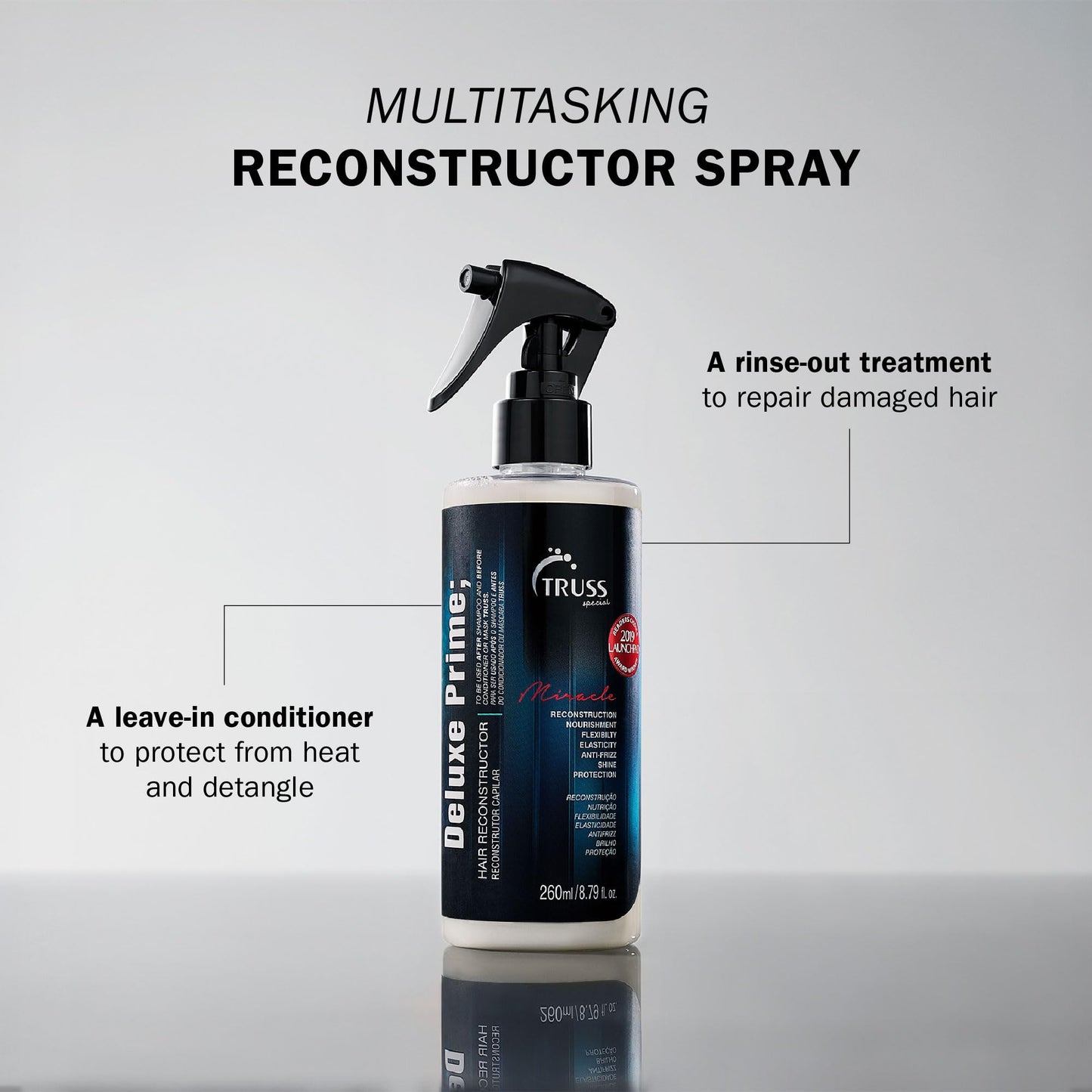 TRUSS Deluxe Prime Hair Treatment - Anti Frizz Heat Protectant Spray + Hair Primer - Nourishes, Detangles + Provides Thermal Protection Before Heat Beauty & Personal Care TRUSS