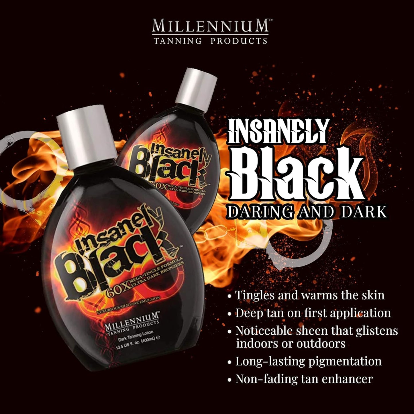 Millennium Tanning Insanely Black 60x, Mega Tingle Dark Tanning Lotion, 13.5 Ounces Beauty & Personal Care Millennium Tanning