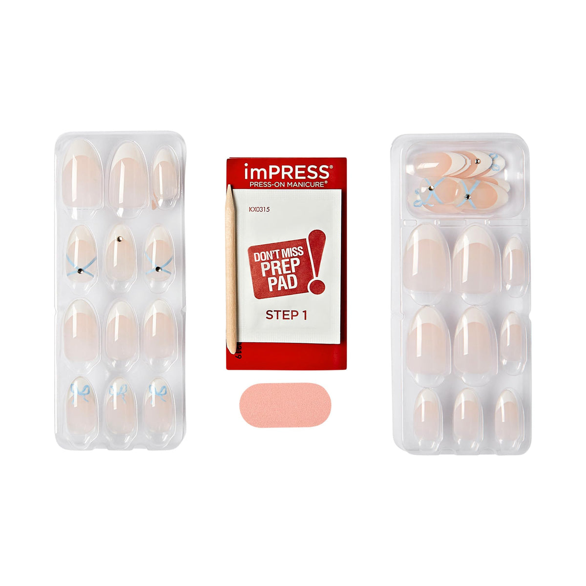 Kiss Impress Valentine’s Day Press On Nails Almond, ‘Hearty’, White, Medium Length, No Glue Needed, Up to 10-Day Superior Hold, Includes 30 Fake