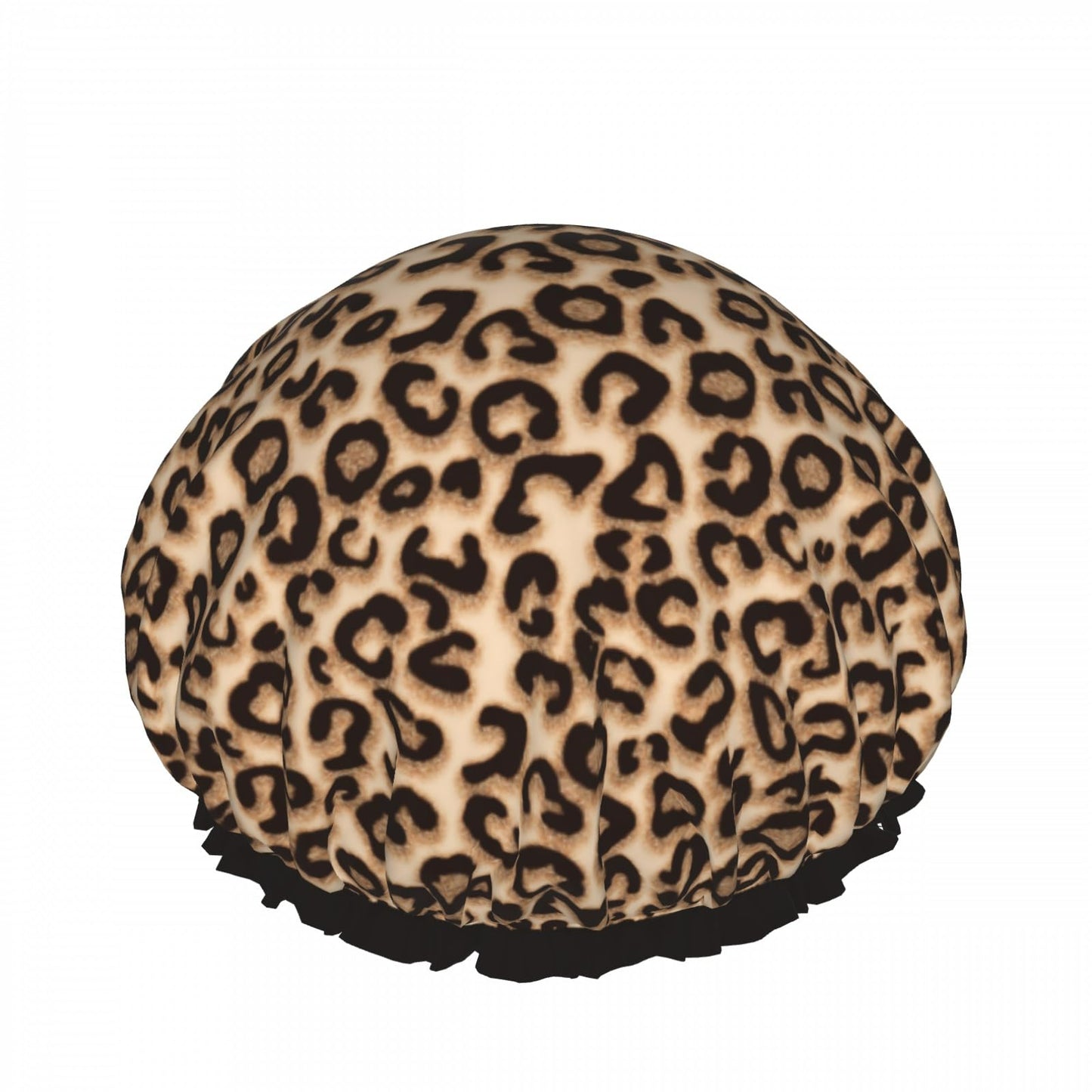 Leopard Double Layer Waterproof Shower Cap for Women Reusable Fashion Bath Cap for All Long Hair Lengths Soft Bath Shower Hat Beauty and Personal Care farg