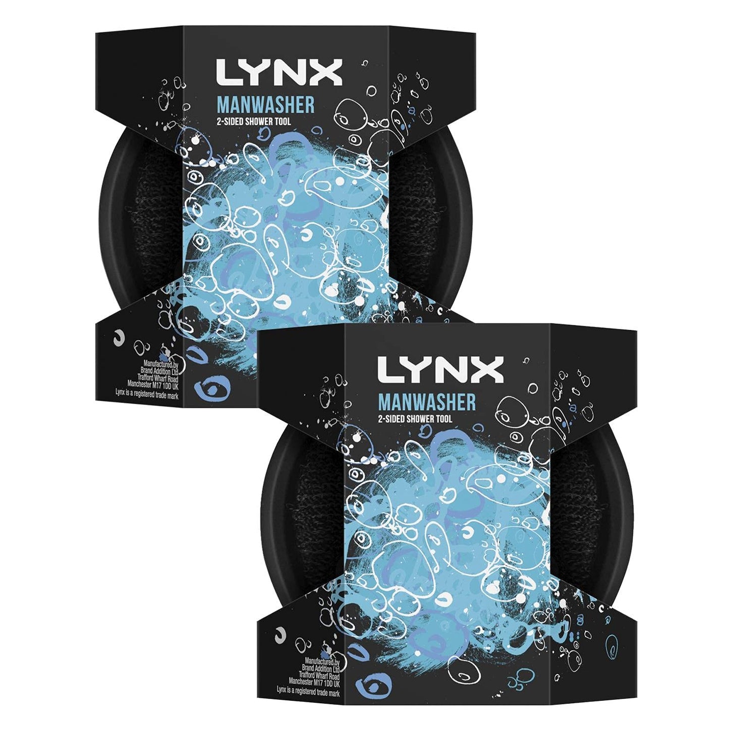 Lynx Manwasher, Shower Sponge, Loofahs Bath Shower Scrub Exfoliating Body Brush Pouf Scrubber Sponge Ball Mesh Bath Loofah 2 Pack Body Puff Beauty and Personal Care Lynx