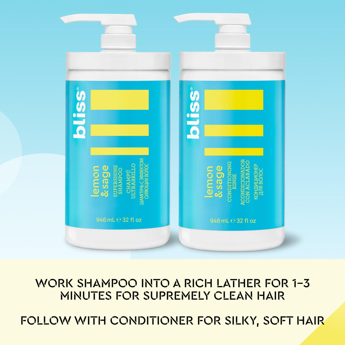 BLISS Lemon & Sage Supershine Shampoo- Deep Cleans and Detangles-Gentle on the scalp-For all Hair Types -Clean - Vegan & Cruelty-Free- 32 Fl OZ Beauty & Personal Care beatool