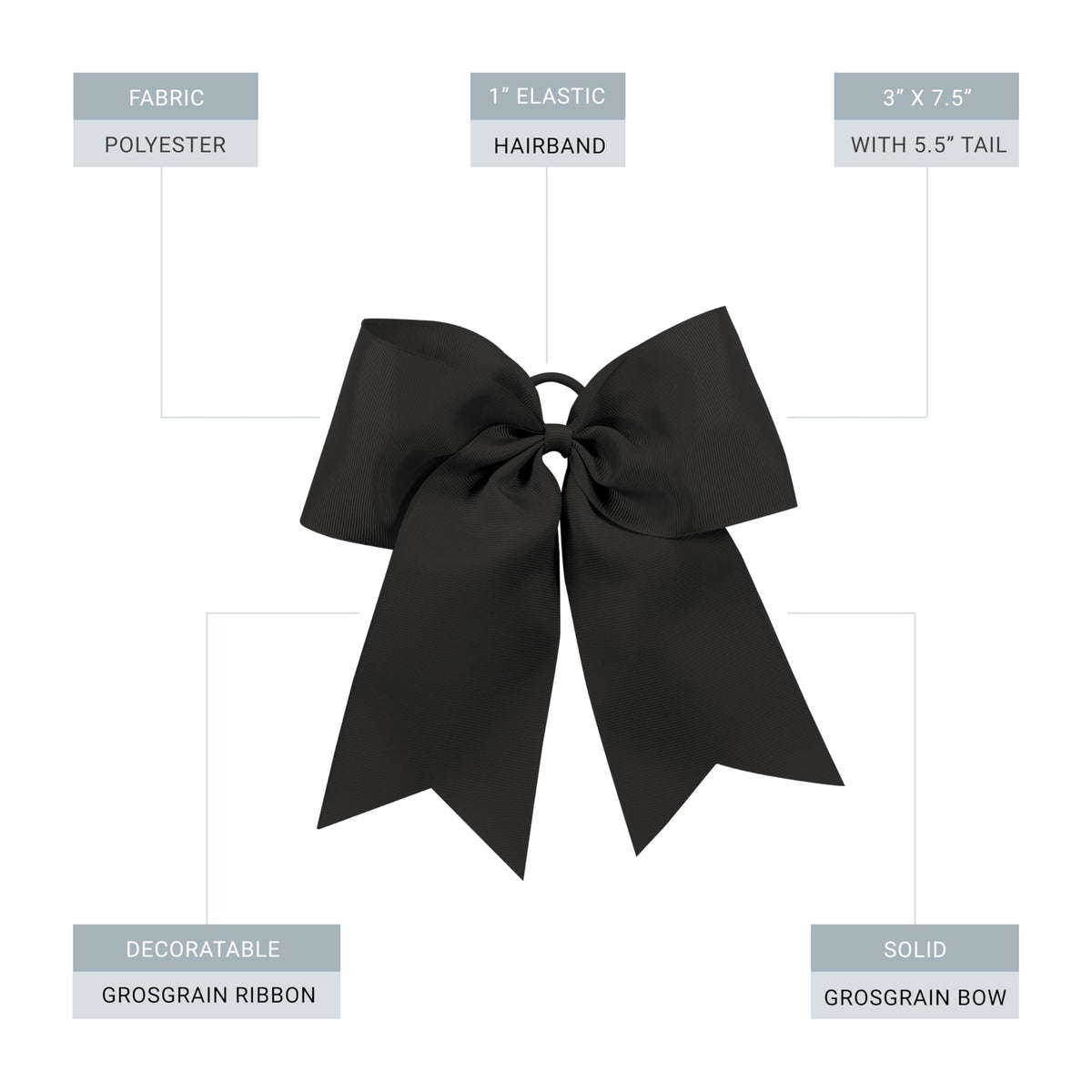Augusta Sportswear Cheer Hair Bow Black OS