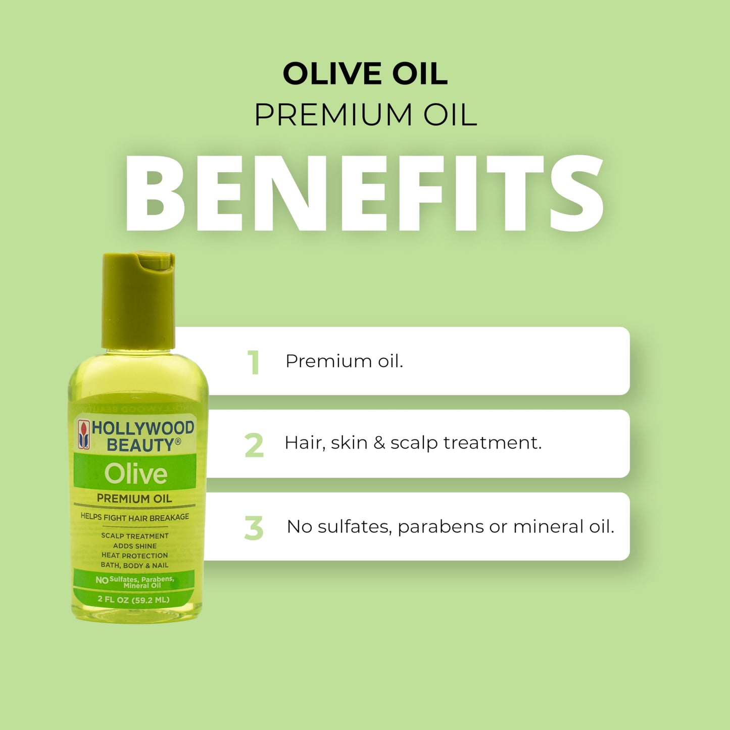 Hollywood Beauty Olive Hair Oil, 2 oz - Fights Hair Breakage, Adds Shine, Heat Protection, Moisturizes Hair & Skin, Antioxidant-Rich Beauty & Personal Care Hollywood Beauty