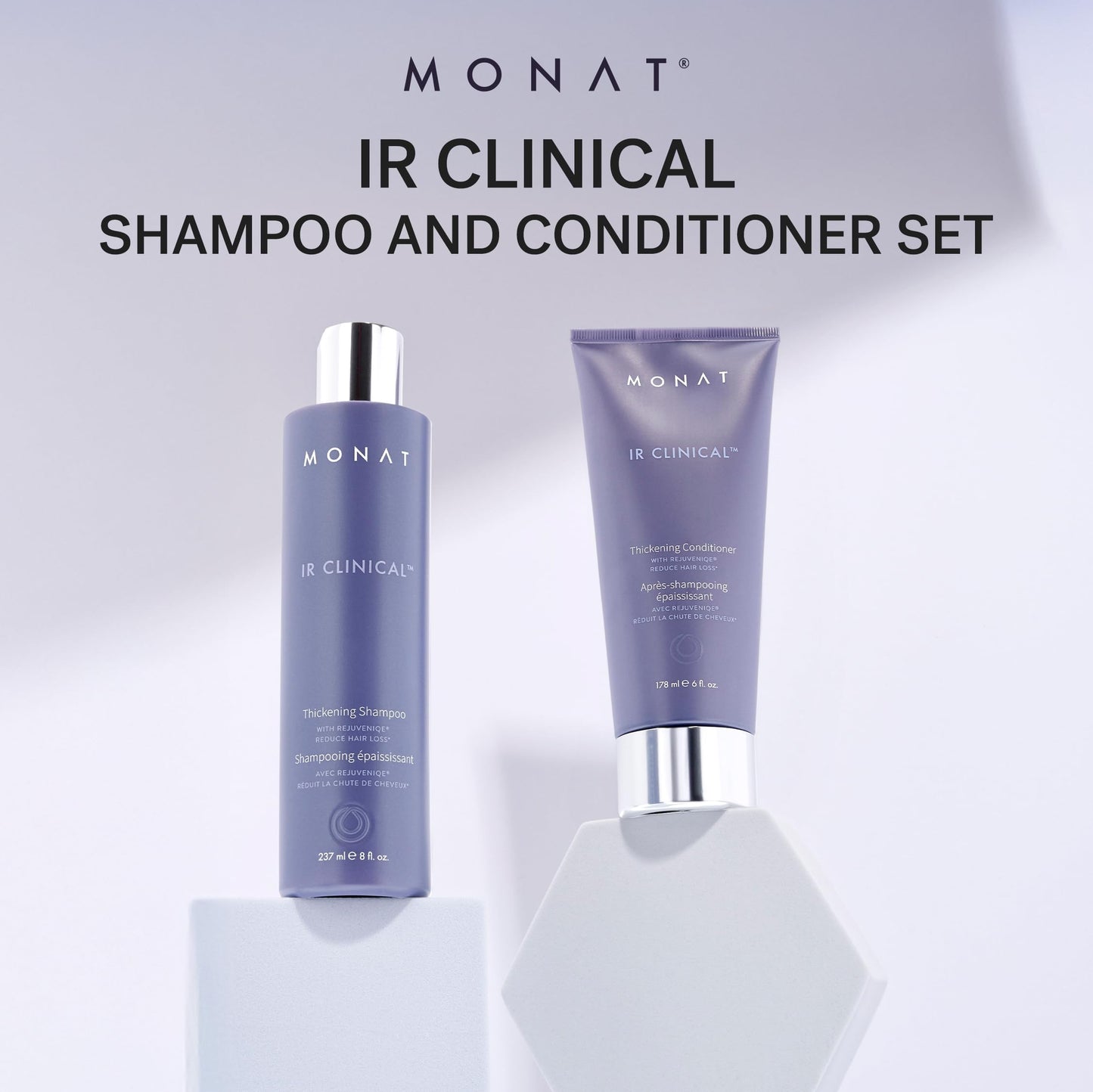 MONAT IR Clinical Thickening Shampoo & Conditioner Set - Hair Strengthening & Volumizing System for Thicker, Fuller-Looking Strands - Natural Hair Beauty & Personal Care MONAT