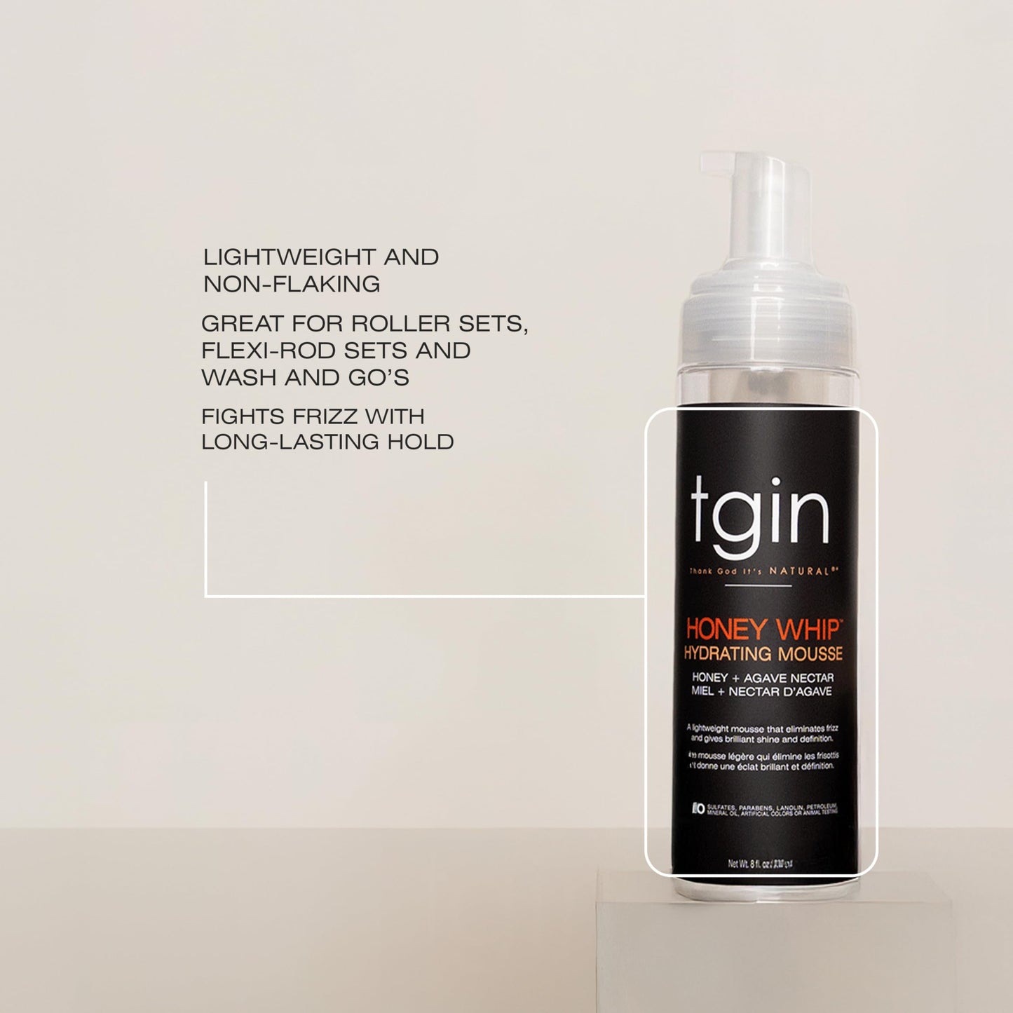 tgin Honey Whip Hydrating Mousse for Natural, Dry, Curly, and Damaged Hair - 8 Oz Beauty & Personal Care Thank God It's Natural