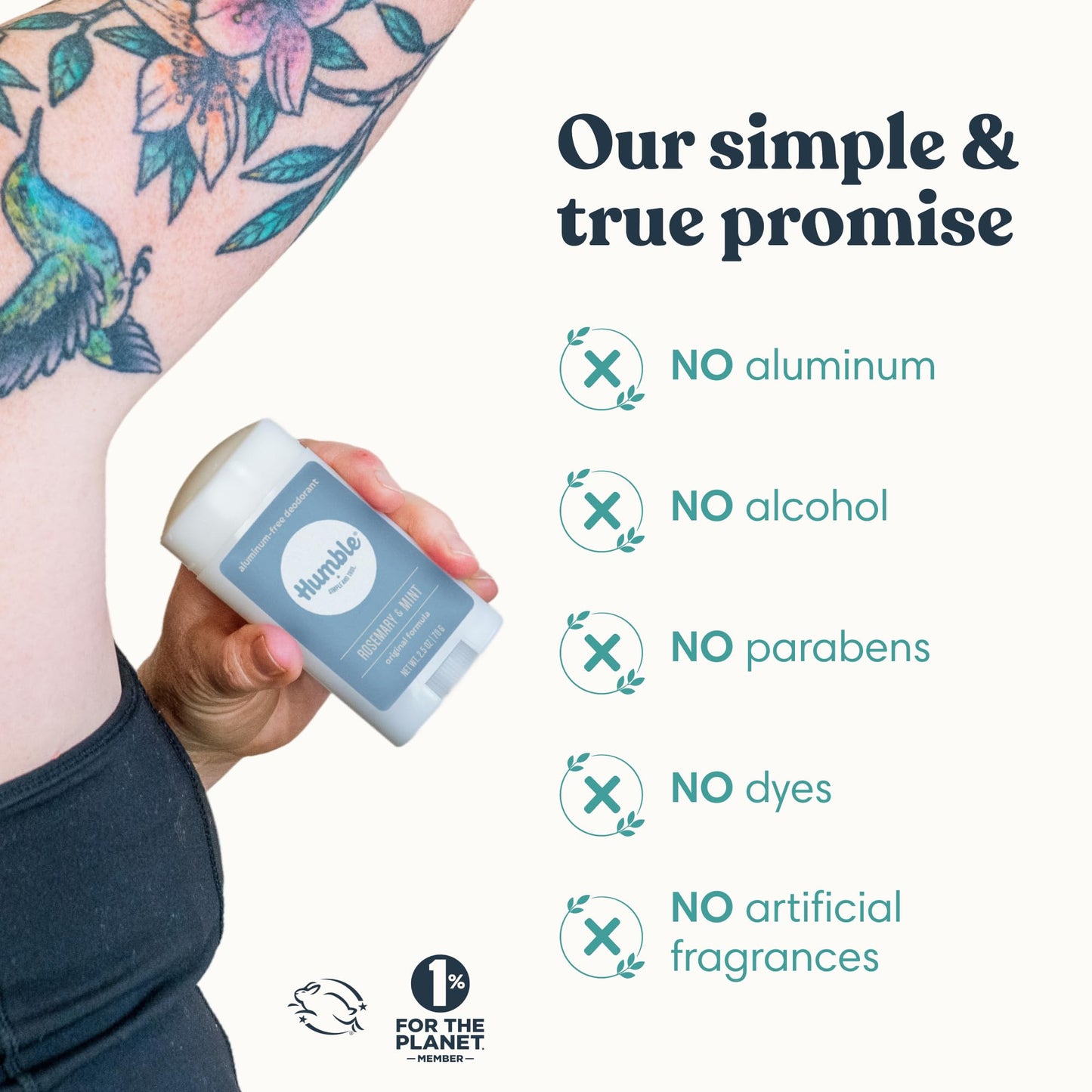 Humble Aluminum-Free Deodorant for Women & Men, Rosemary Mint - Clean & Fresh Natural Deodorant Stick with Essential Oils for Long-Lasting Odor Beauty and Personal Care HUMBLE SIMPLE AND TRUE.