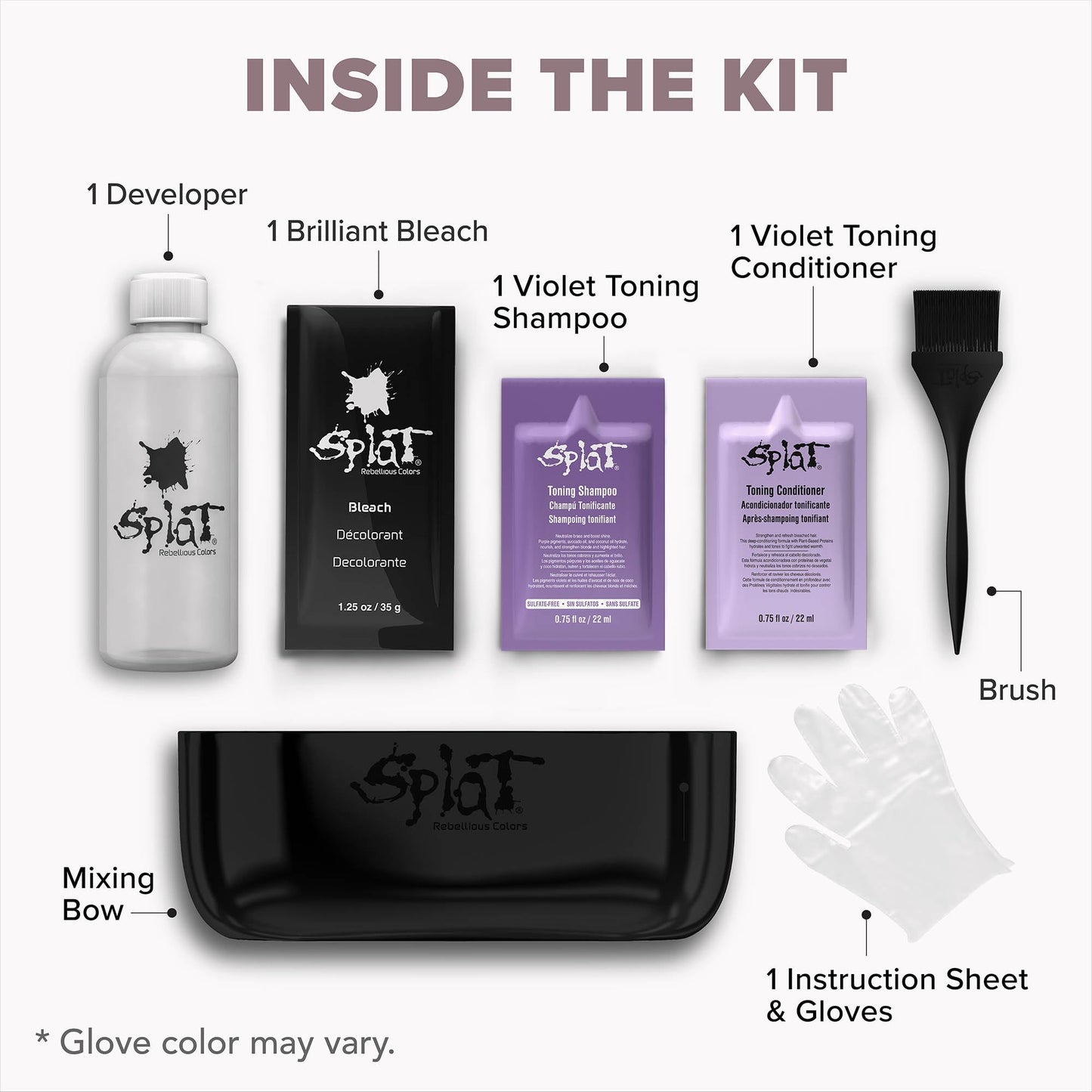 Splat Brilliant Bleach Kit, 1 Application, Includes Oxide, Bleach, Purple Toning Shampoo & Purple Toning Conditioner, Hair Bleach Kit Lifts up to 8 Beauty & Personal Care Splat