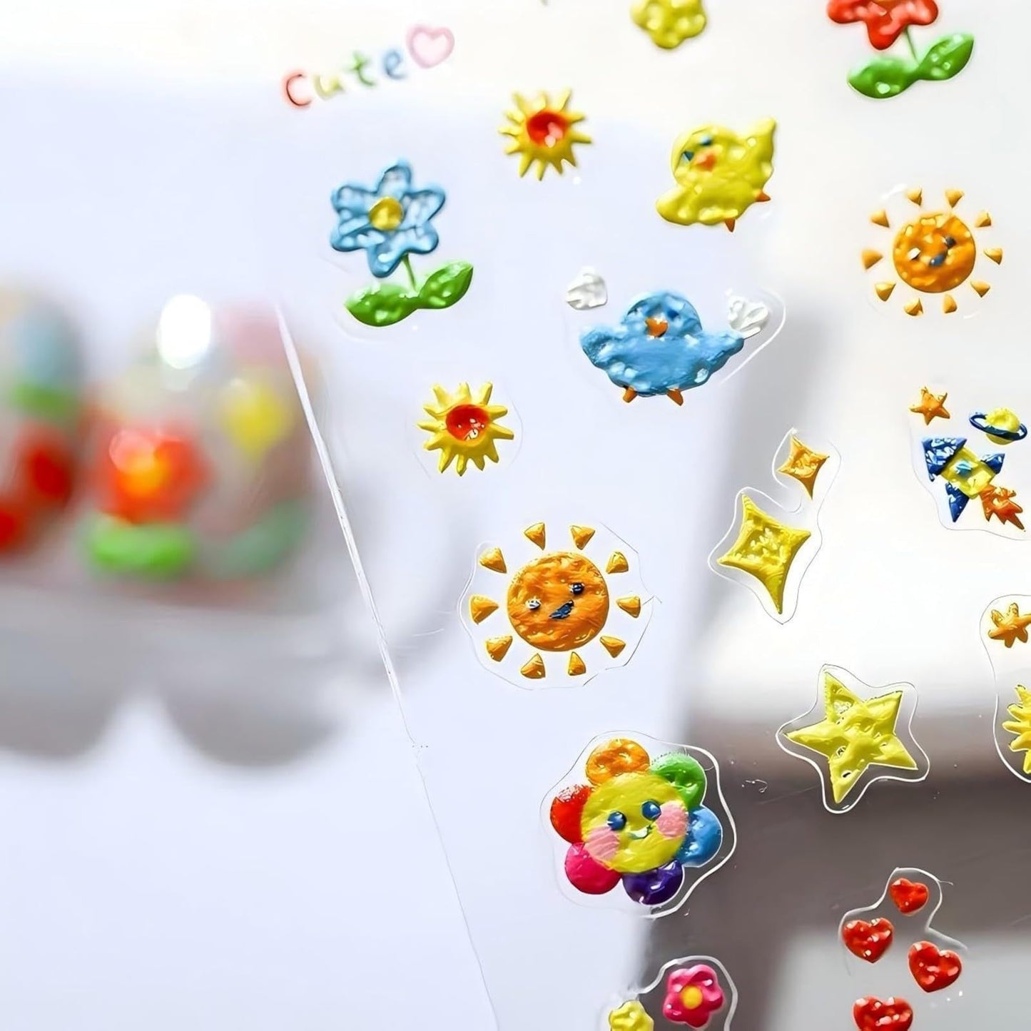 Dedyel Smile Nail Art Stickers 5D Embossed Cute Smile Face Kawaii Self-Adhesive Nail Stickers for Women Girls Kids Nail Art Decoration Beauty & Personal Care Dedyel
