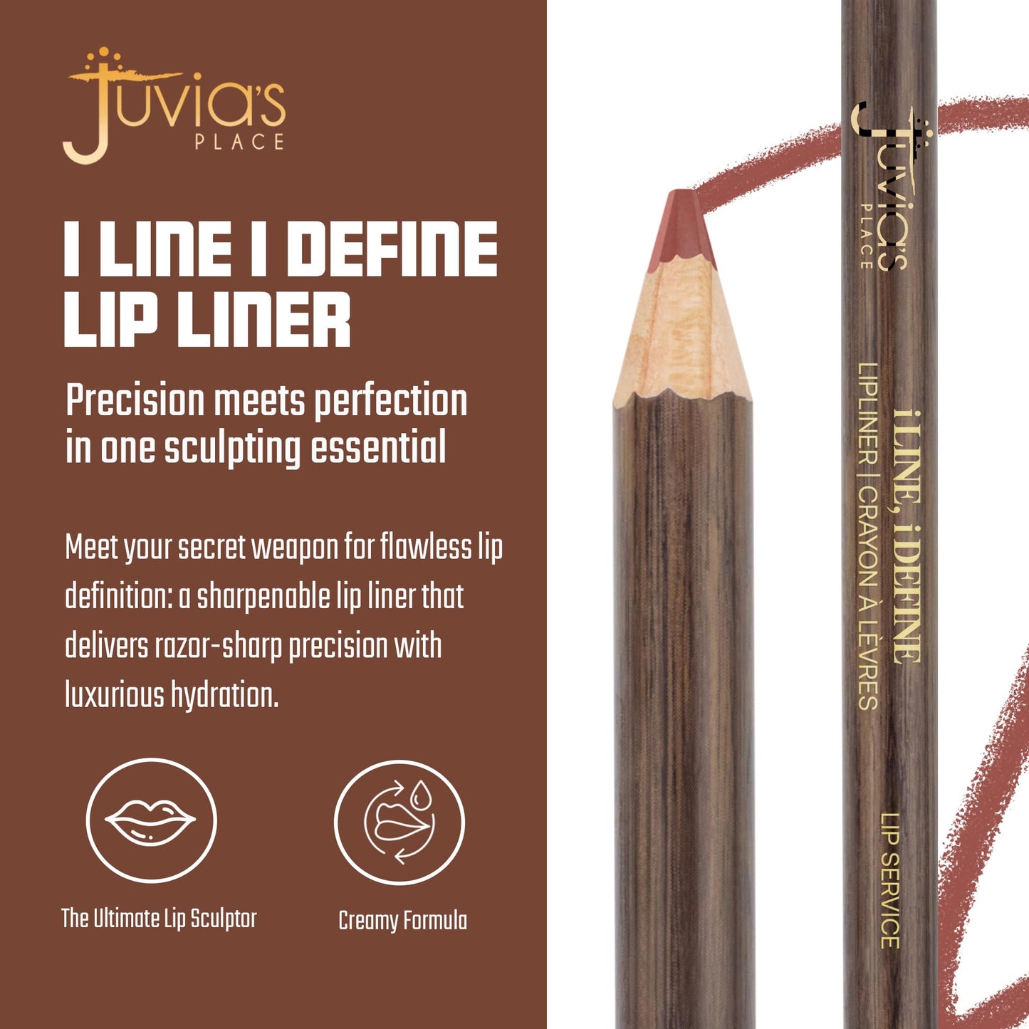 Juvia's Place I Line I Define Lip Liner - Lip Service - Long-Lasting Lip Liner with Hydrating Formula, Smooth Glide, Sharpenable Pencil for Precise Beauty & Personal Care Juvia's Place