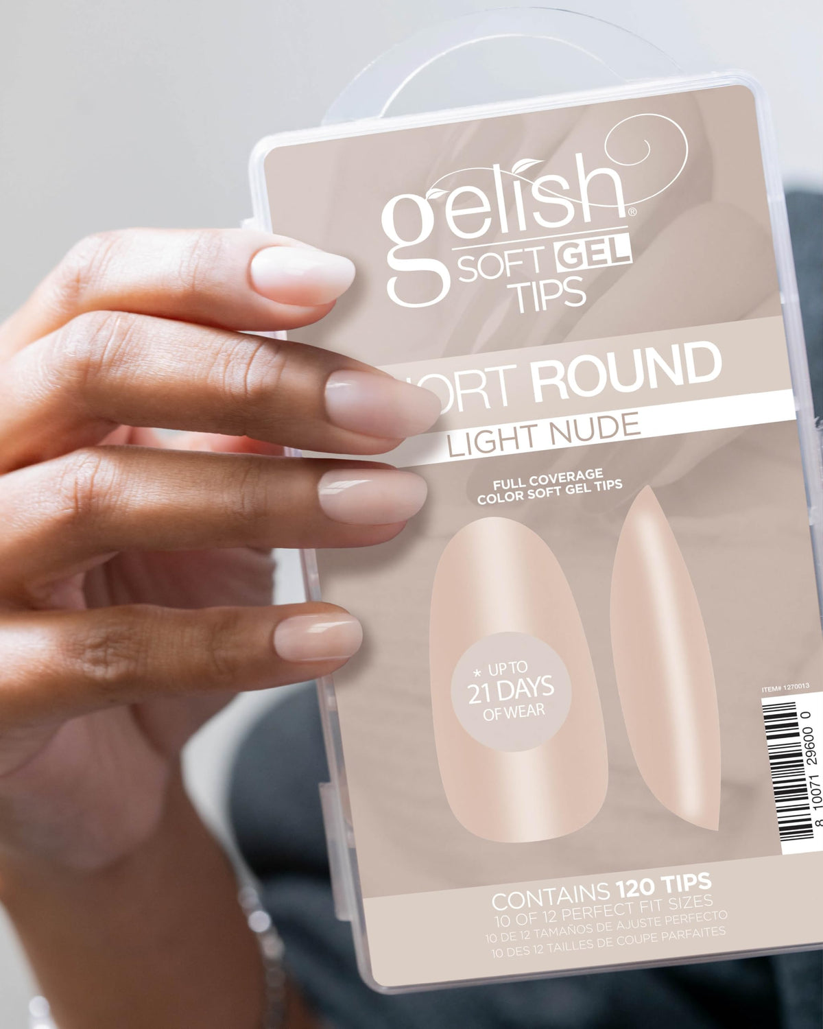 Gelish Nude Soft Gel™ Tips Press on Nails Extension - Light Nude Short Round, 120 Count
