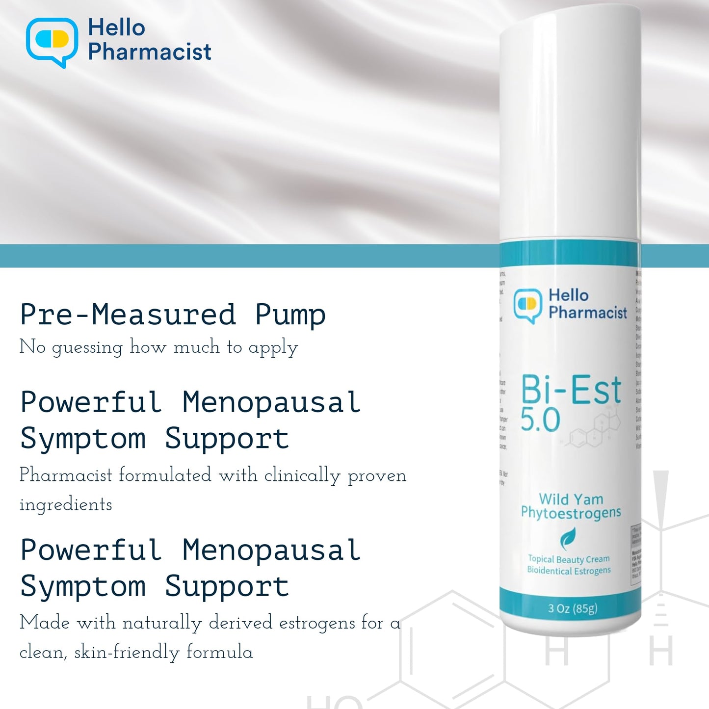 HelloPharmacist BiEst 5.0 Beauty Cream - New Smoother Cream Formula - Hyaluronic Acid - 3 oz - Made in USA Beauty & Personal Care HelloPharmacist