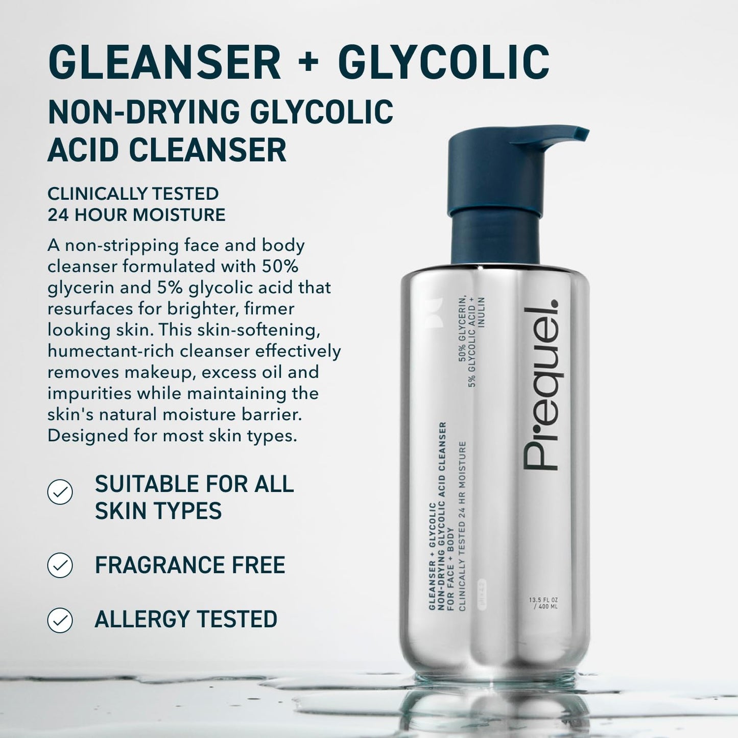 Prequel Glycolic Cleanser | 50% Glycerin Face + Body Wash, 13.5oz 2-Pack Beauty and Personal Care Prequel