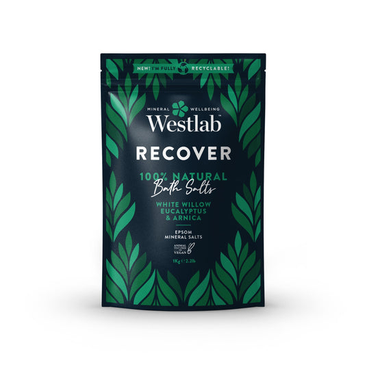 Westlab - 1kg - Recover Epsom Salts Infused with White Willow & Eucalyptus - Soothe Sore Muscles and Boost Recovery - Resealable Pouch Beauty and Personal Care Westlab