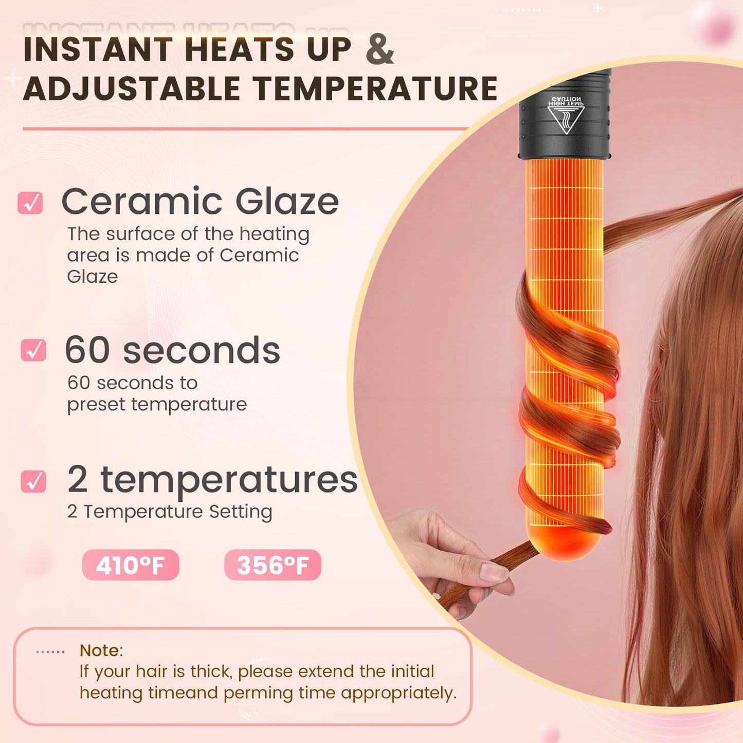 5 in 1 Curling Iron Wand Set, Hair Curling Iron Interchangeable Ceramic Barrels (0.35 to 1.25 Inch), Barrel Heat Protective Glove 2 Clips, Dual Beauty & Personal Care Amgcive