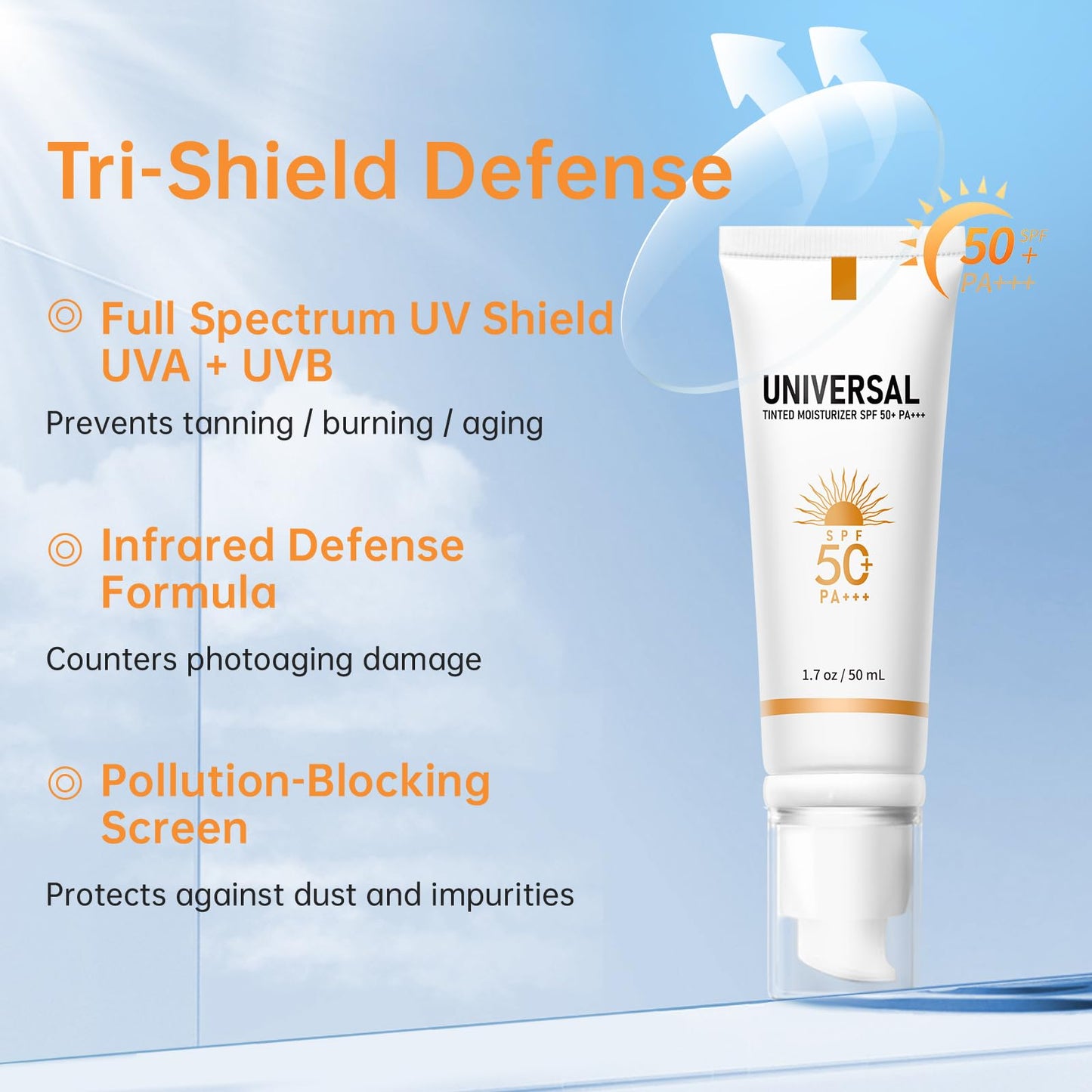 Tinted Sunscreen for Face SPF 50, Tinted Moisturizer with SPF, Sweat Resistant Oil Free with No White Cast, Broad Spectrum UVA/UVB, 1.7oz Beauty & Personal Care ONSART